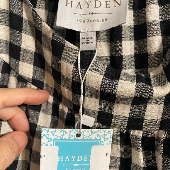 Hayden Los Angeles Plaid Tiered Ruffle Dress Size L NWT - Picture 5 of 6
